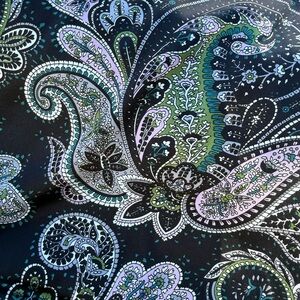 Paisley Print Fabric poly charmeuse 4 yards dead stock sewing dress skirt NWOT